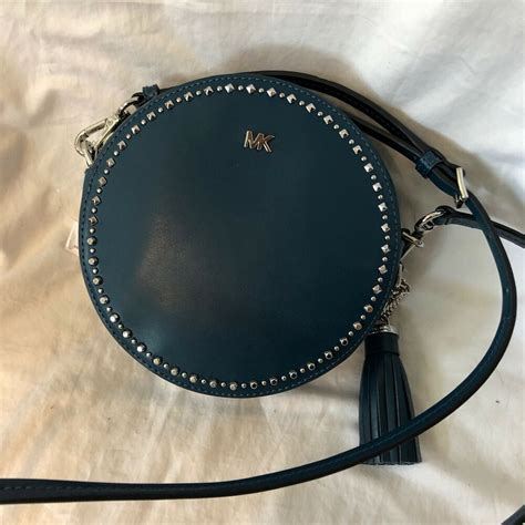 Michael Kors Medium Luxe Teal Leather Studded Canteen Circle 